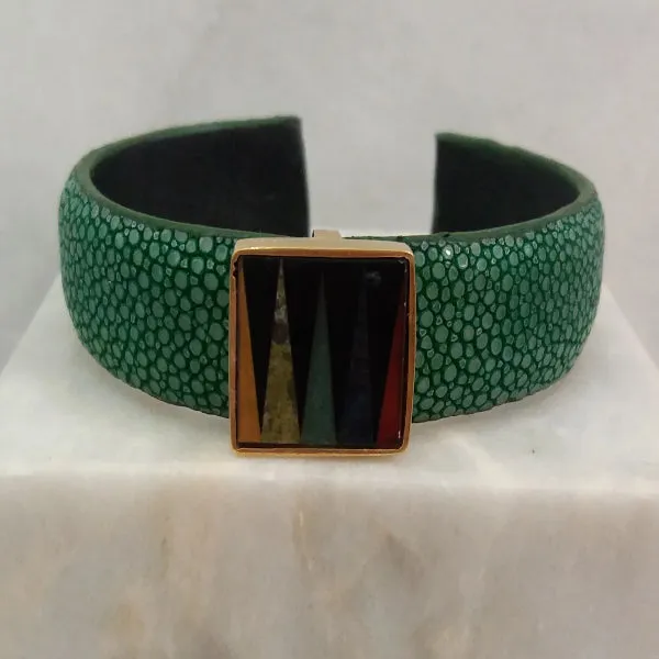 Stingray Cuffs with Gemstones Inlay Accents (15mm width)