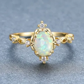 Stunning White Opal Oval Stone Engagement Rings for the Lovely Bride-to-Be