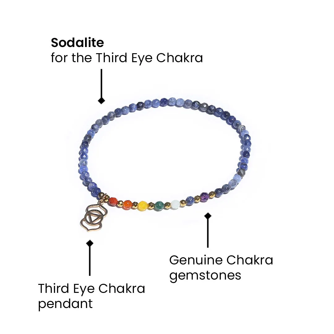 Third Eye Chakra Anklet, Chakra Gemstones and Sodalite Anklet