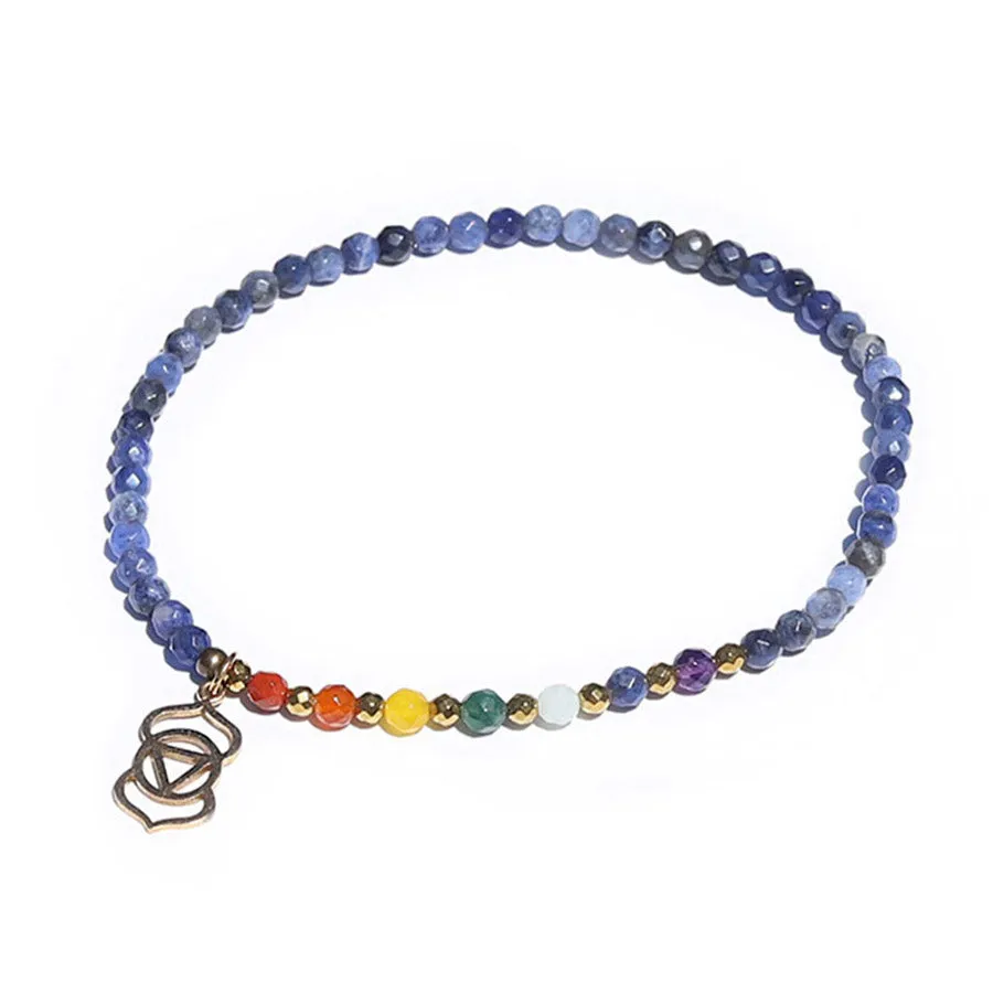 Third Eye Chakra Anklet, Chakra Gemstones and Sodalite Anklet