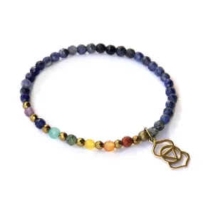 Third Eye Chakra Delicate Bracelet, with Chakra Gemstones and Sodalite