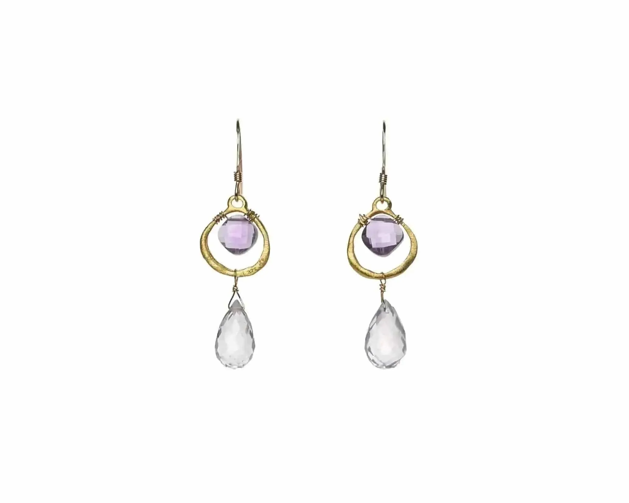 Tiny Vermeil Amethyst Gemstones Earrings