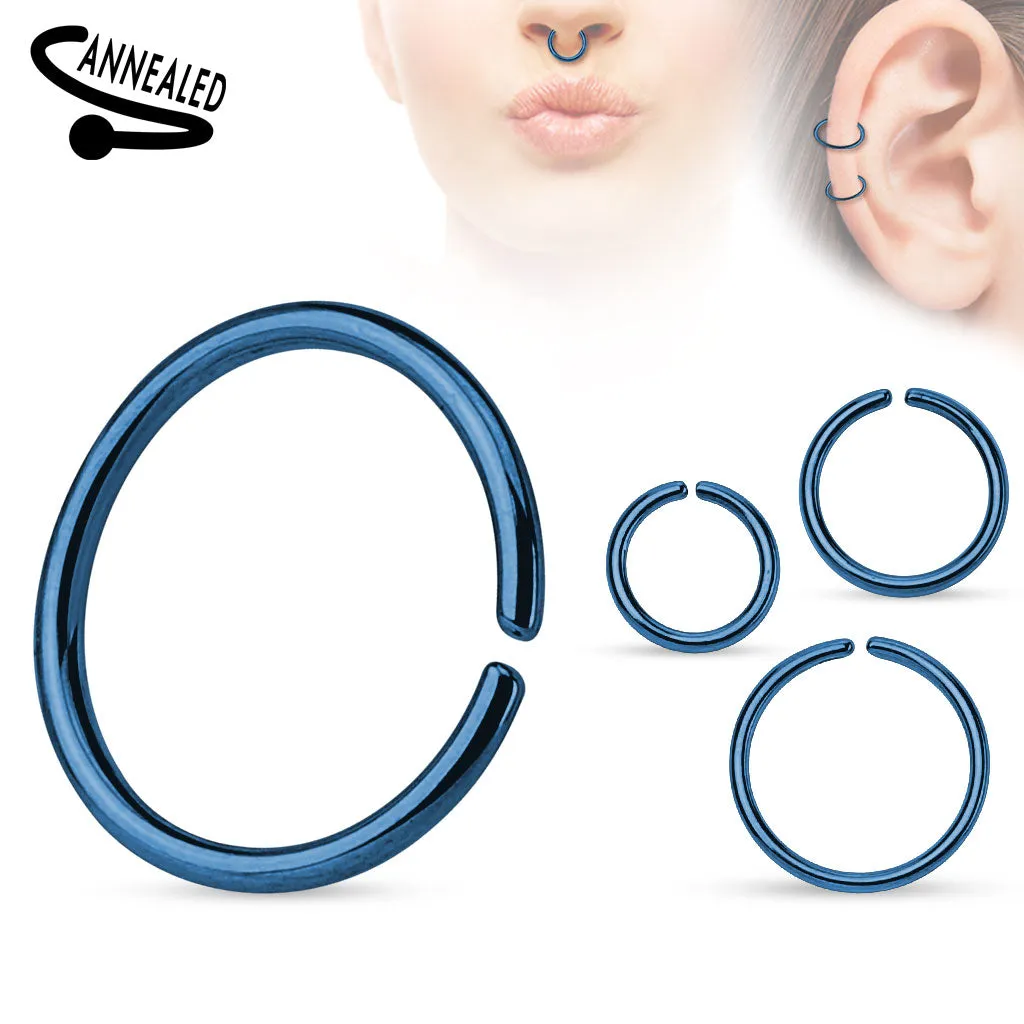 Titanium Anodized over 316L Surgical Steel Annealed and Rounded Ends Cut Rings