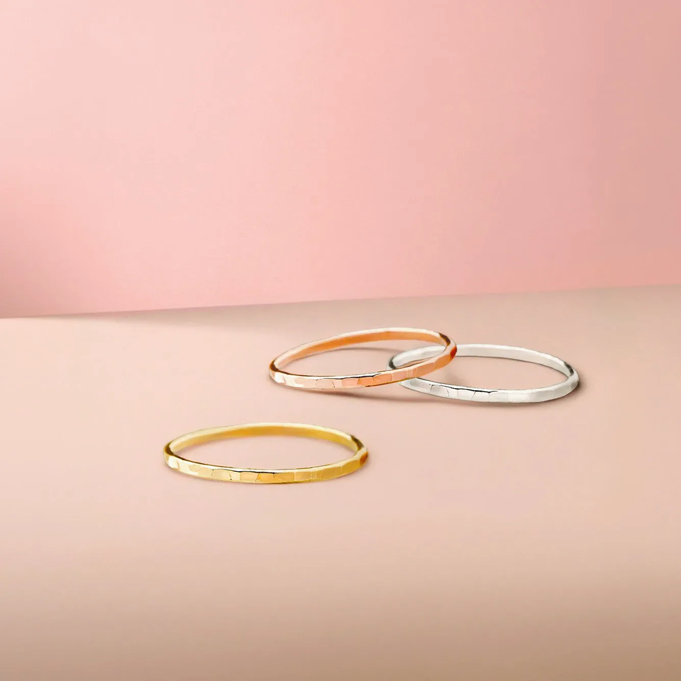 Trio of Hammered Stacking Rings