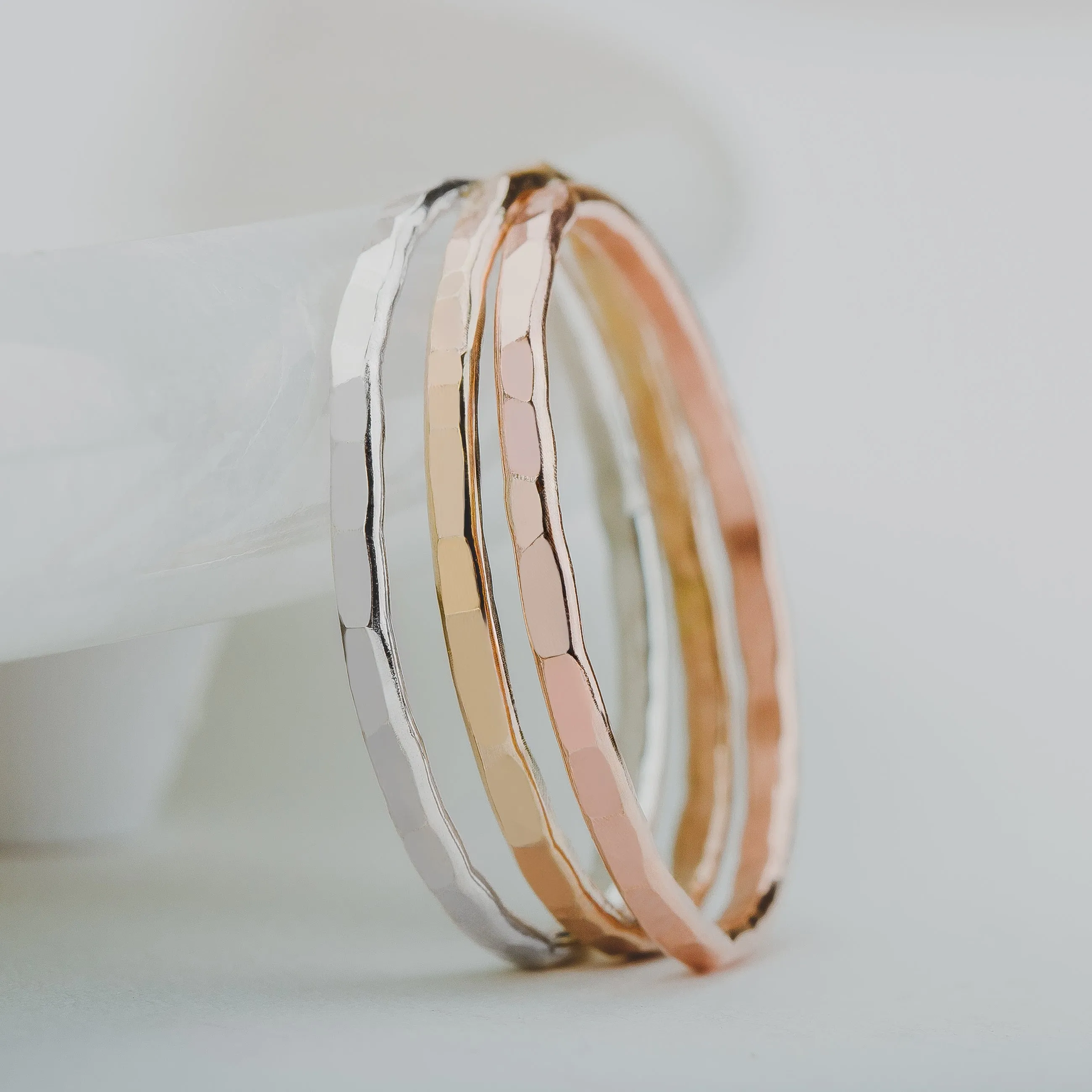 Trio of Hammered Stacking Rings