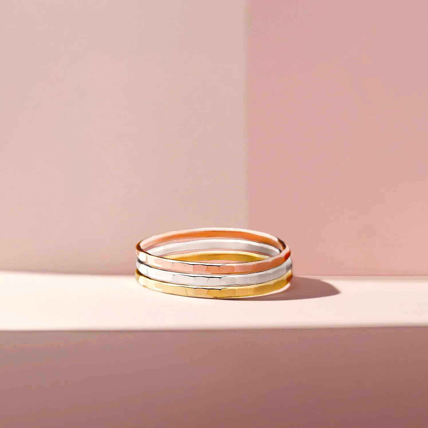 Trio of Hammered Stacking Rings