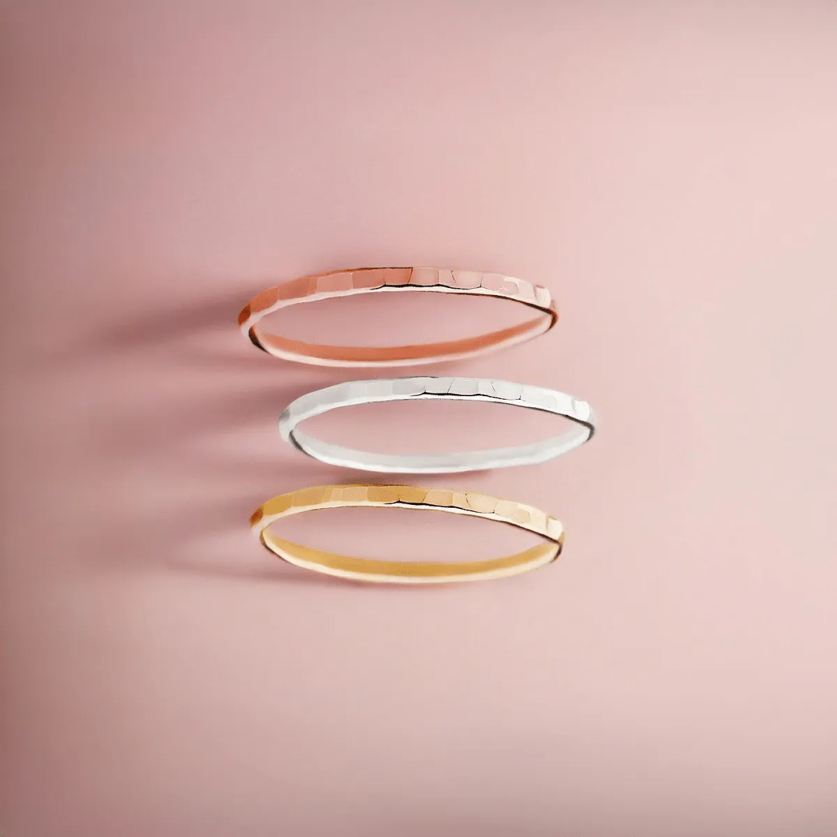 Trio of Hammered Stacking Rings