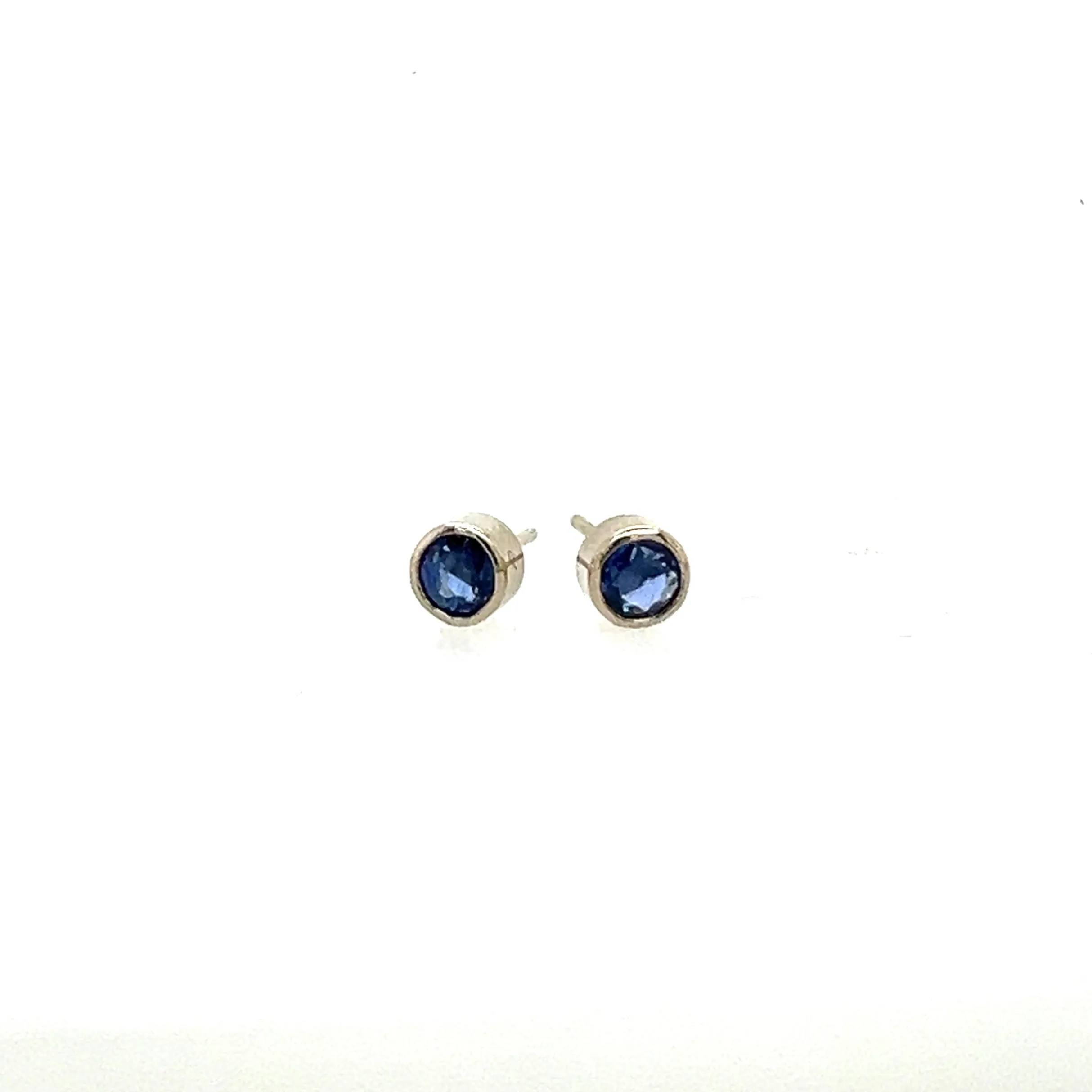 Tube studs- 14k White Gold & Various Gemstones