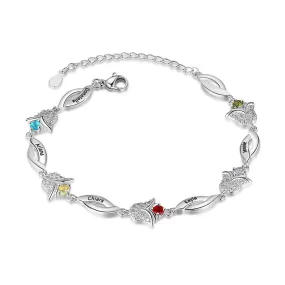 Tulip Flower Customized 5 Birthstone Bracelets