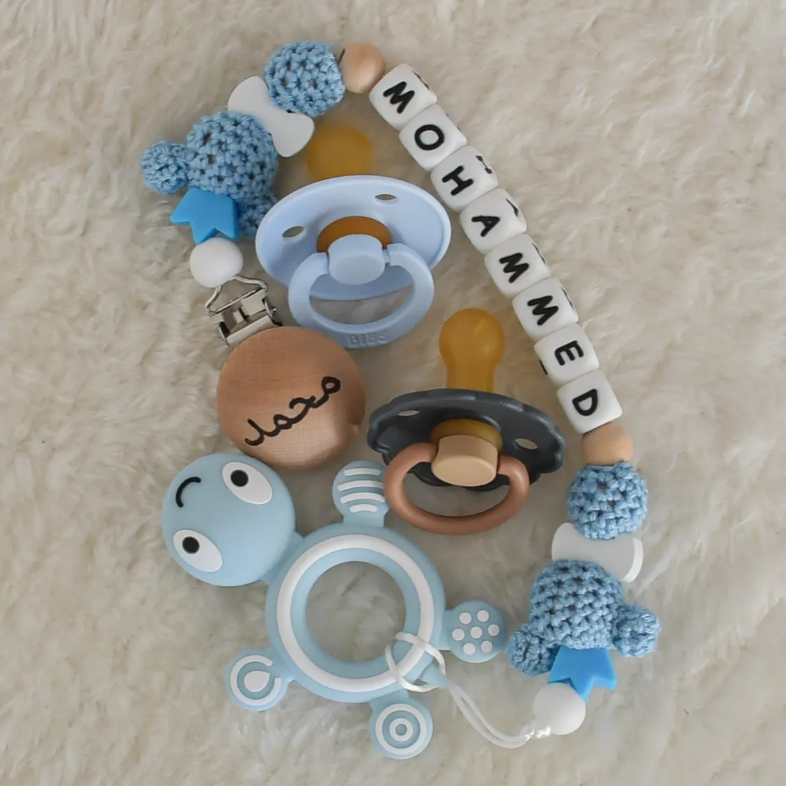 Turtle Pacifier Clip & Pacifiers