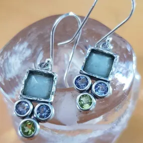 Vibrant sterling silver earrings for women - dangling gemstones & cubic zirconia earrings - Bluenoemi sterling jewelers