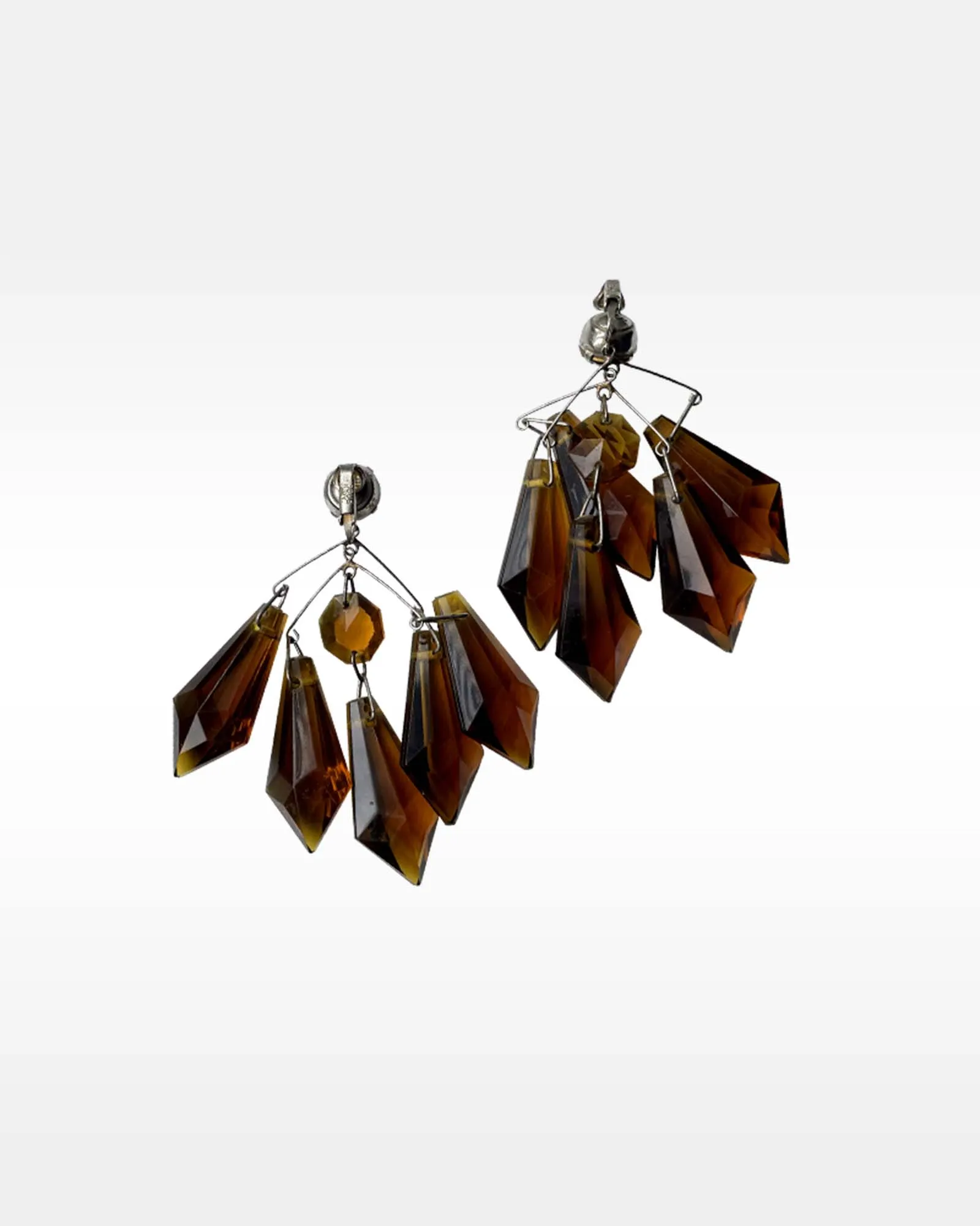 Vogue Brown Plastic Chandelier Clip Earrings