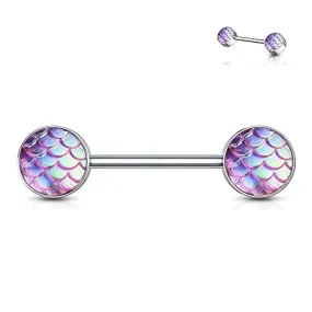 WildKlass Fish Scale Set Ends 316L Surgical Steel Barbell Nipple Rings