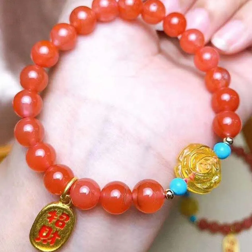 Women's Fashion Red Onyx Beads Gemstone Bracelets